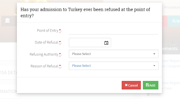 Admission to Turkey ever been refused