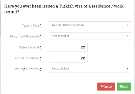 Ever been issued a Turkish visa